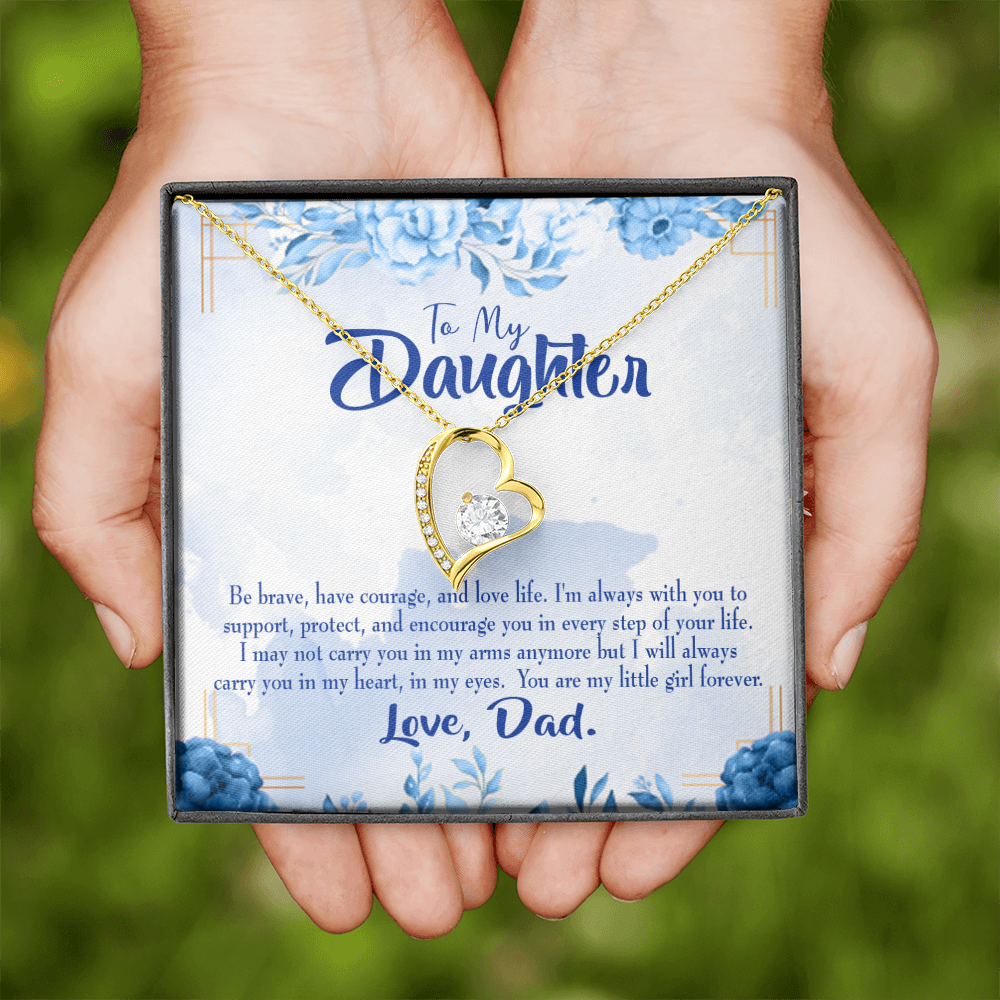 To My Daughter Always in Dad's Heart Forever Necklace w Message Card-Express Your Love Gifts