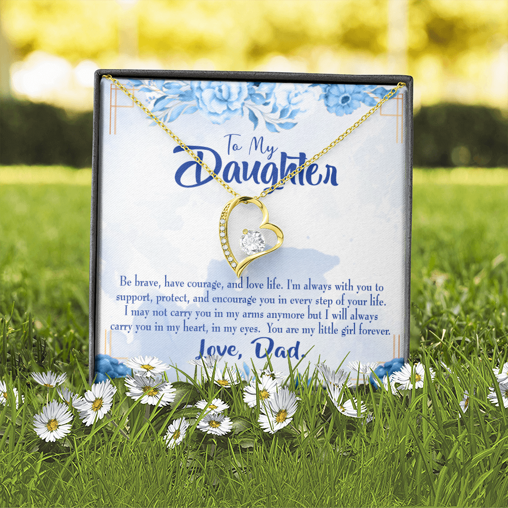 To My Daughter Always in Dad's Heart Forever Necklace w Message Card-Express Your Love Gifts