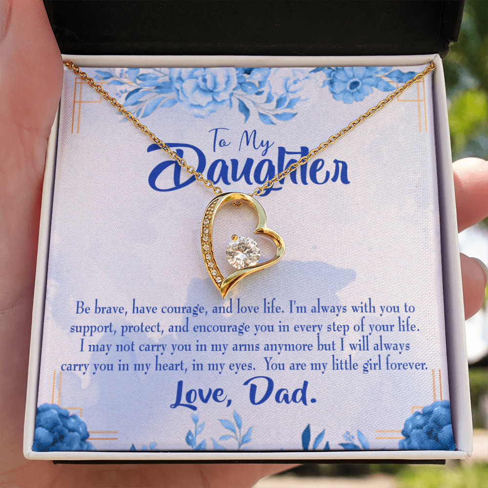 To My Daughter Always in Dad's Heart Forever Necklace w Message Card-Express Your Love Gifts