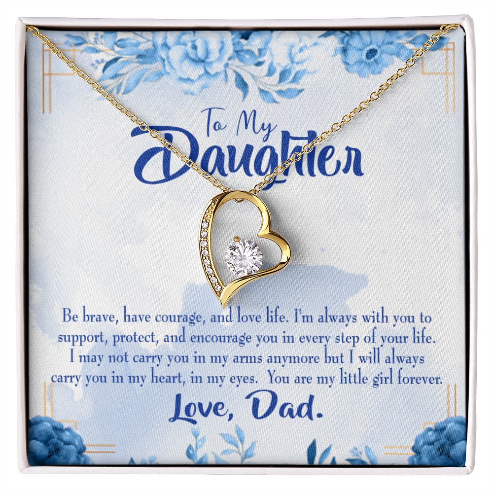 To My Daughter Always in Dad's Heart Forever Necklace w Message Card-Express Your Love Gifts