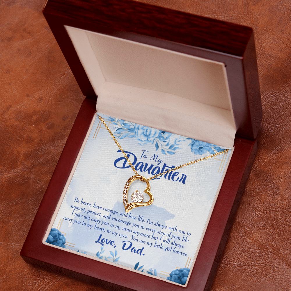 To My Daughter Always in Dad's Heart Forever Necklace w Message Card-Express Your Love Gifts