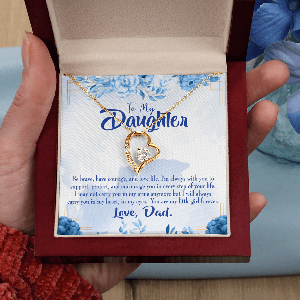 To My Daughter Always in Dad's Heart Forever Necklace w Message Card-Express Your Love Gifts