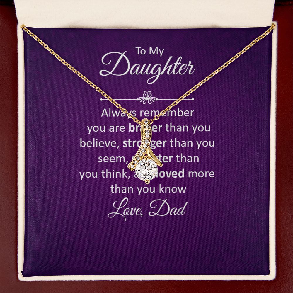 To My Daughter Always Remember Alluring Ribbon Necklace Message Card-Express Your Love Gifts
