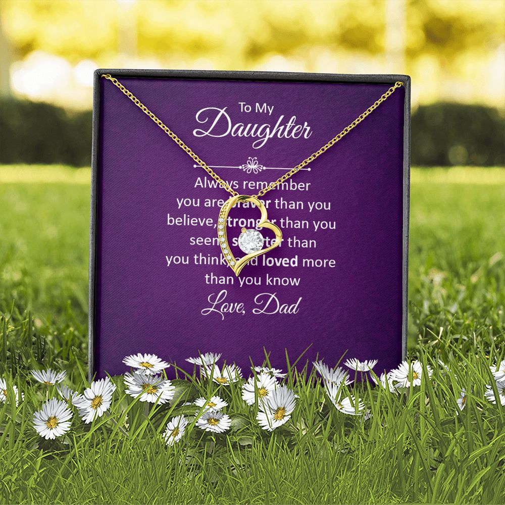 To My Daughter Always Remember Forever Necklace w Message Card-Express Your Love Gifts
