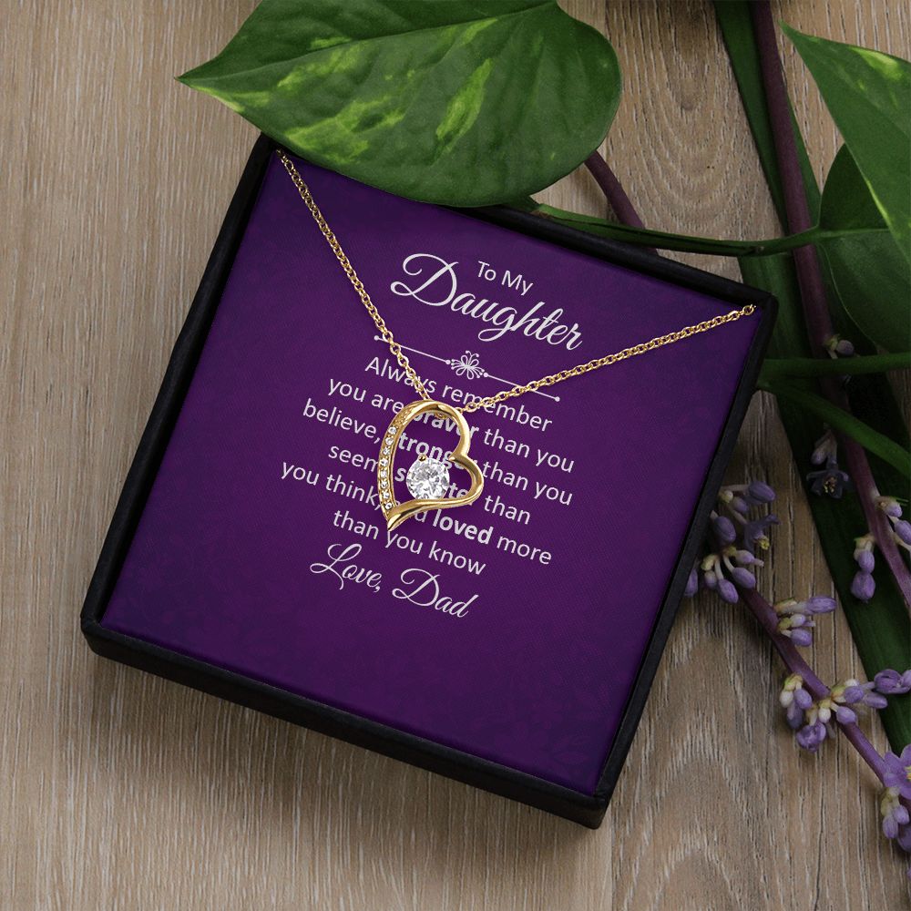 To My Daughter Always Remember Forever Necklace w Message Card-Express Your Love Gifts