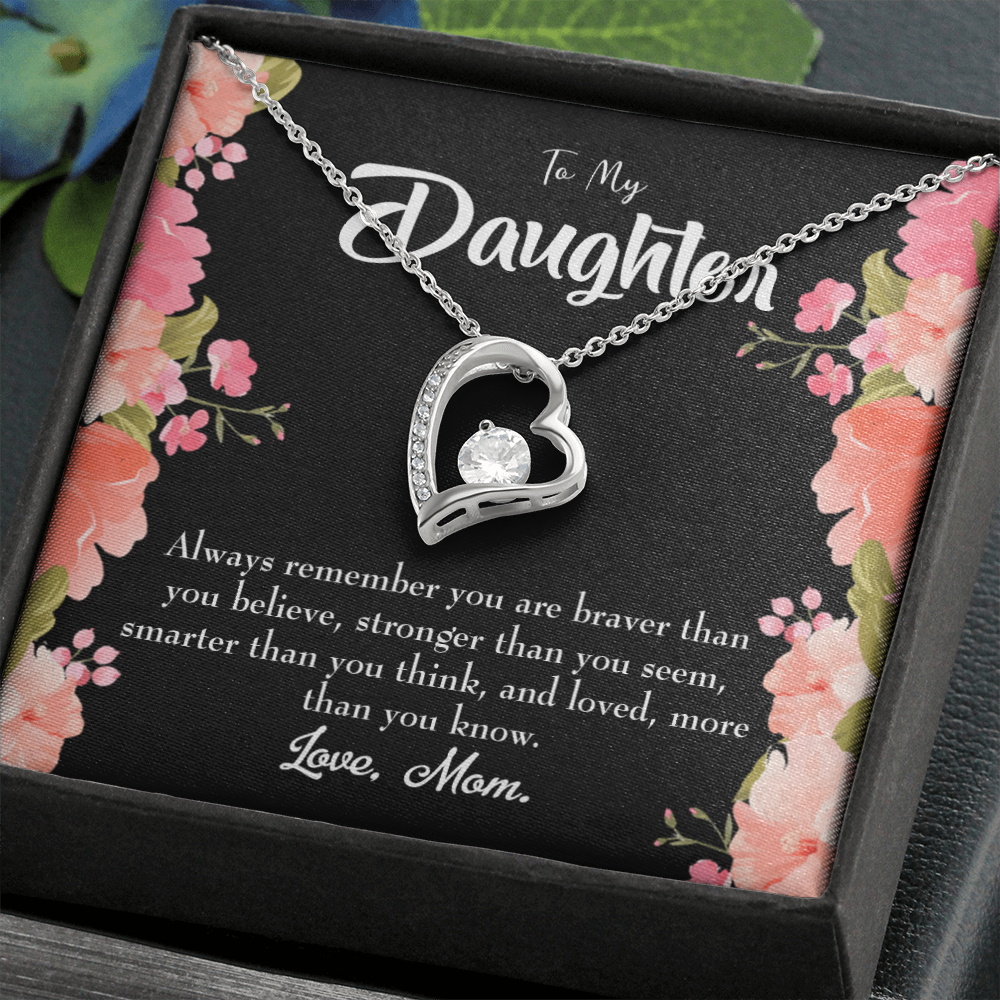 To My Daughter Always Remember From Mom Forever Necklace w Message Card-Express Your Love Gifts