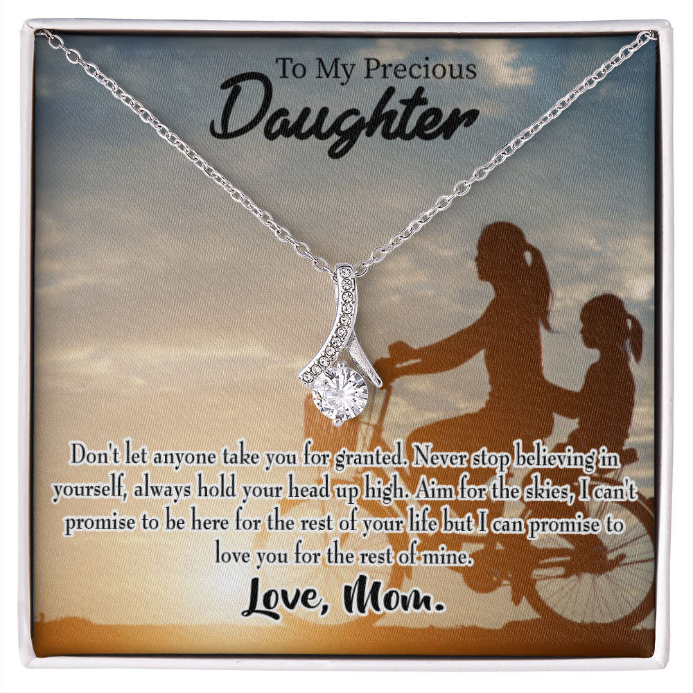 To My Daughter Always There For You From Mom Alluring Ribbon Necklace Message Card-Express Your Love Gifts