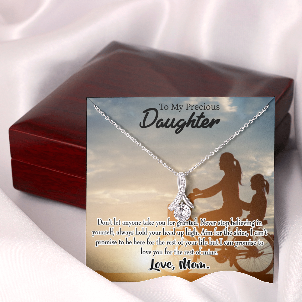 To My Daughter Always There For You From Mom Alluring Ribbon Necklace Message Card-Express Your Love Gifts