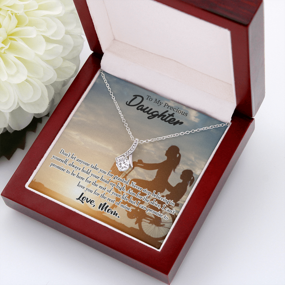 To My Daughter Always There For You From Mom Alluring Ribbon Necklace Message Card-Express Your Love Gifts