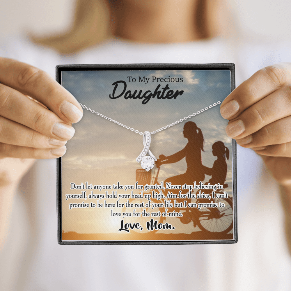 To My Daughter Always There For You From Mom Alluring Ribbon Necklace Message Card-Express Your Love Gifts