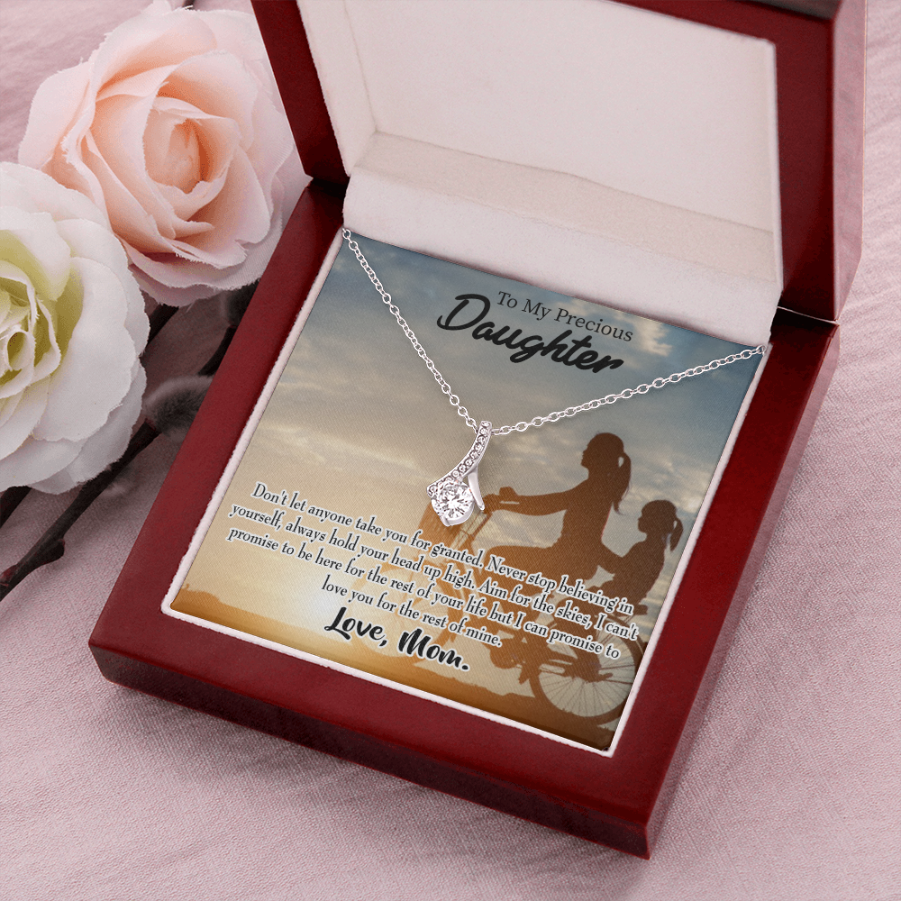 To My Daughter Always There For You From Mom Alluring Ribbon Necklace Message Card-Express Your Love Gifts