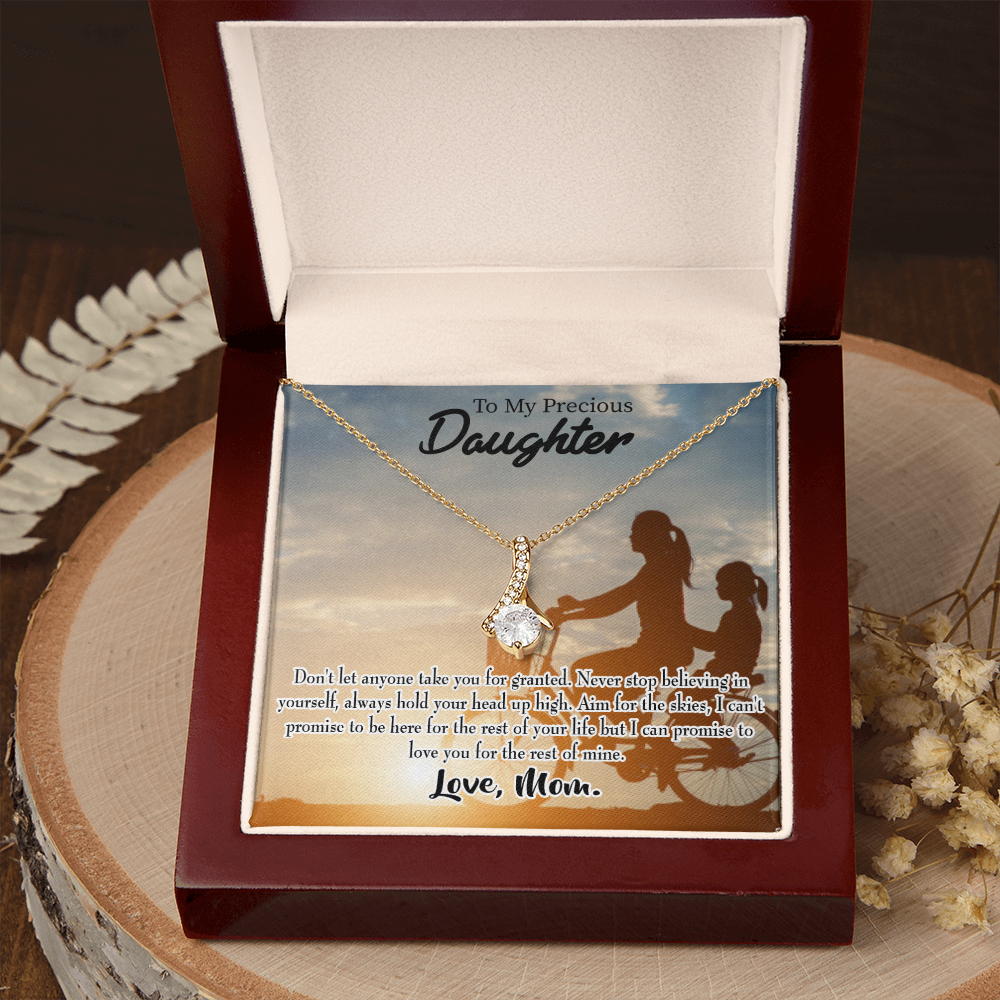 To My Daughter Always There For You From Mom Alluring Ribbon Necklace Message Card-Express Your Love Gifts