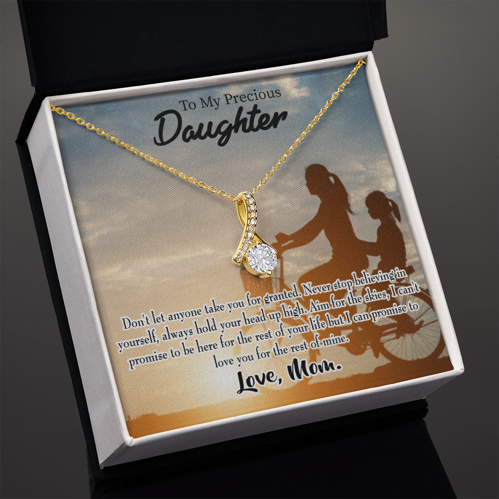 To My Daughter Always There For You From Mom Alluring Ribbon Necklace Message Card-Express Your Love Gifts