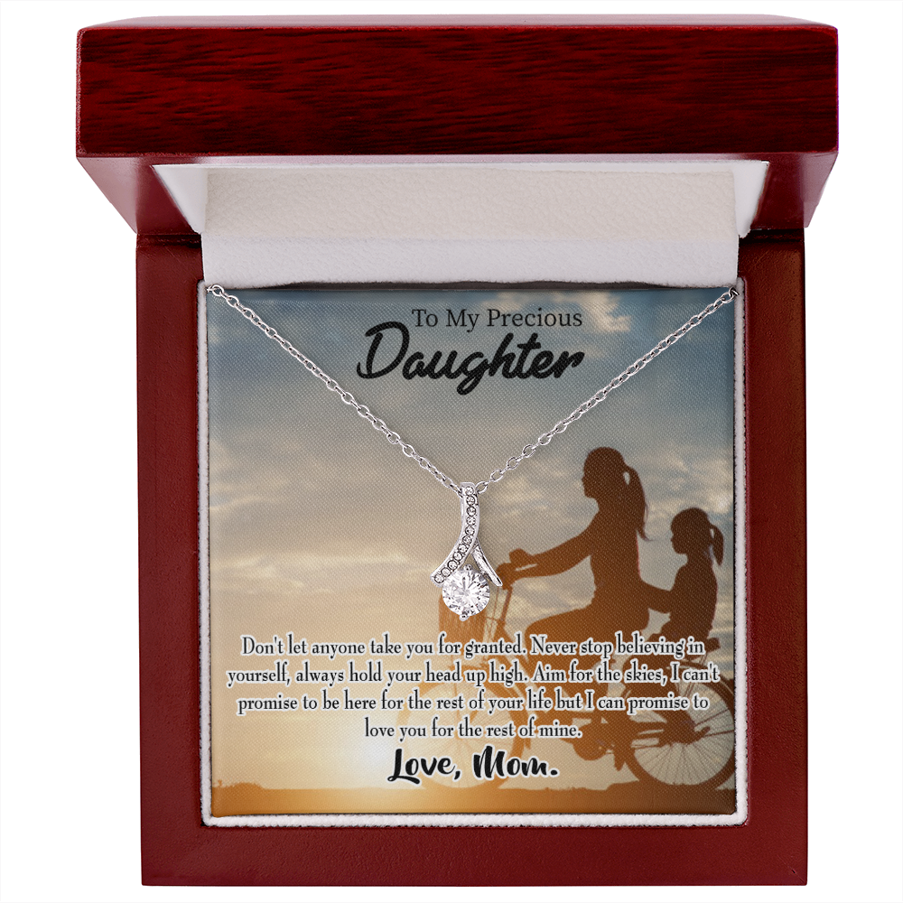 To My Daughter Always There For You From Mom Alluring Ribbon Necklace Message Card-Express Your Love Gifts