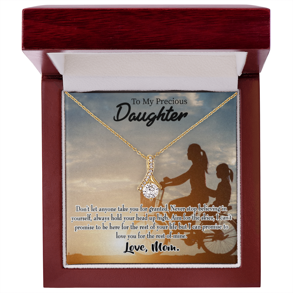 To My Daughter Always There For You From Mom Alluring Ribbon Necklace Message Card-Express Your Love Gifts