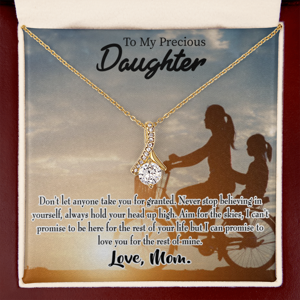 To My Daughter Always There For You From Mom Alluring Ribbon Necklace Message Card-Express Your Love Gifts