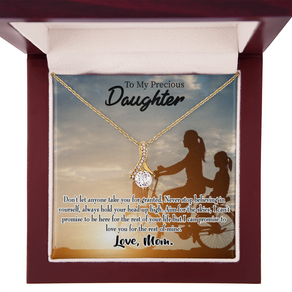 To My Daughter Always There For You From Mom Alluring Ribbon Necklace Message Card-Express Your Love Gifts