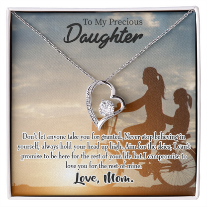 To My Daughter Always There for You From Mom Forever Necklace w Message Card-Express Your Love Gifts