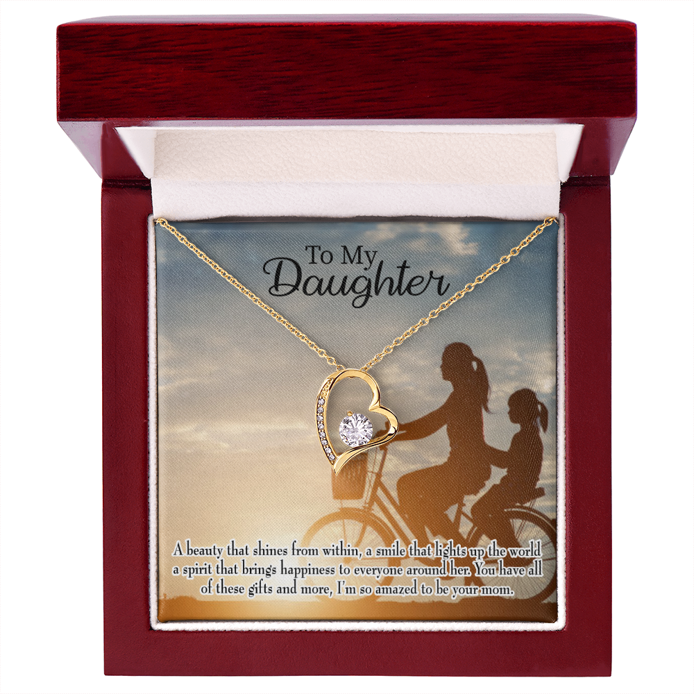 To My Daughter Amazed to be Your Mom Forever Necklace w Message Card-Express Your Love Gifts