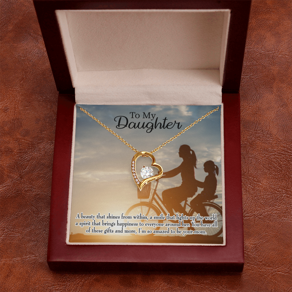 To My Daughter Amazed to be Your Mom Forever Necklace w Message Card-Express Your Love Gifts