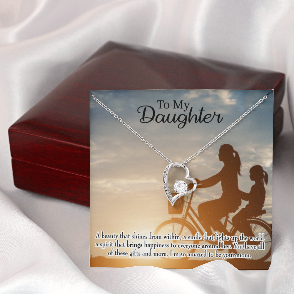 To My Daughter Amazed to be Your Mom Forever Necklace w Message Card-Express Your Love Gifts