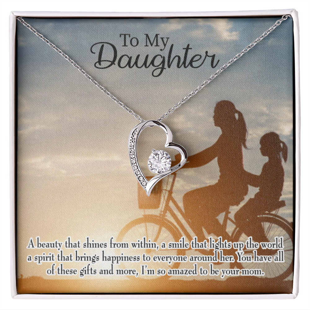To My Daughter Amazed to be Your Mom Forever Necklace w Message Card-Express Your Love Gifts