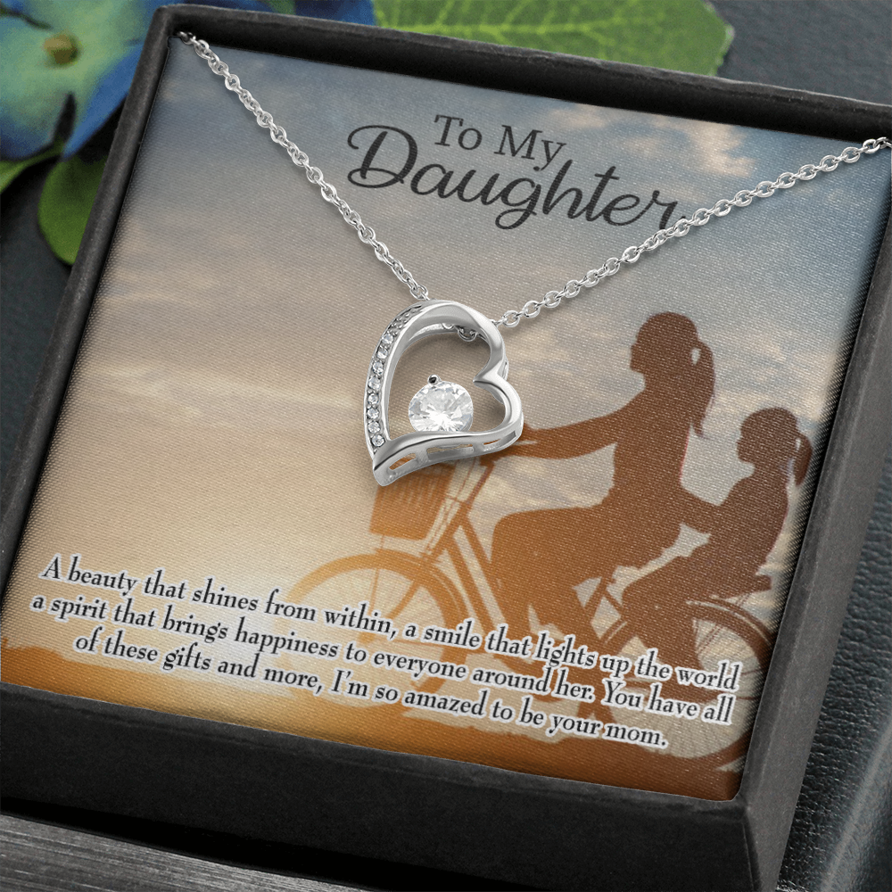 To My Daughter Amazed to be Your Mom Forever Necklace w Message Card-Express Your Love Gifts