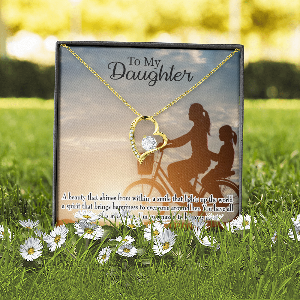 To My Daughter Amazed to be Your Mom Forever Necklace w Message Card-Express Your Love Gifts