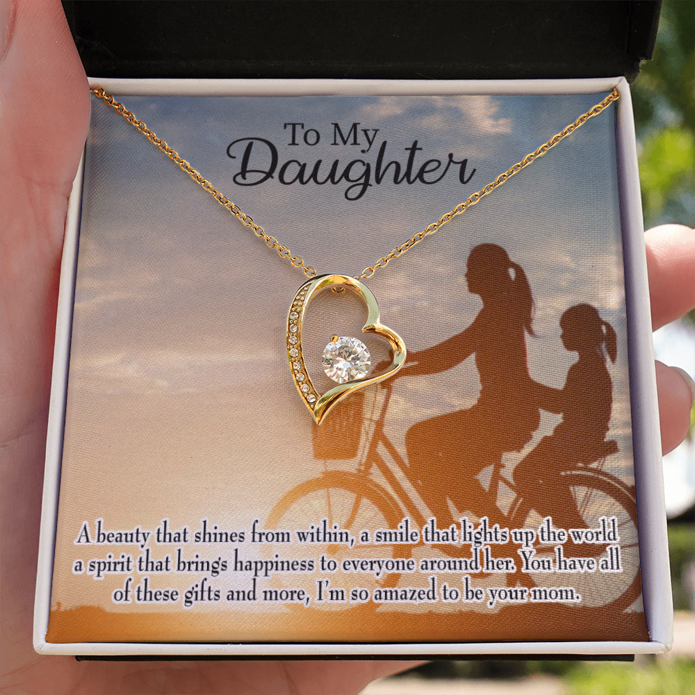 To My Daughter Amazed to be Your Mom Forever Necklace w Message Card-Express Your Love Gifts