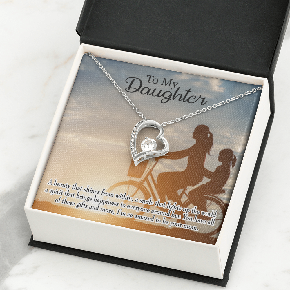 To My Daughter Amazed to be Your Mom Forever Necklace w Message Card-Express Your Love Gifts