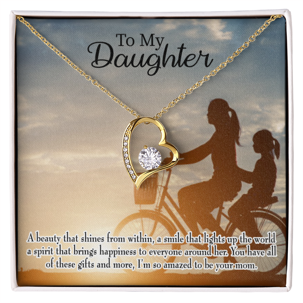 To My Daughter Amazed to be Your Mom Forever Necklace w Message Card-Express Your Love Gifts