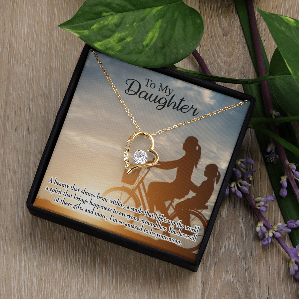 To My Daughter Amazed to be Your Mom Forever Necklace w Message Card-Express Your Love Gifts