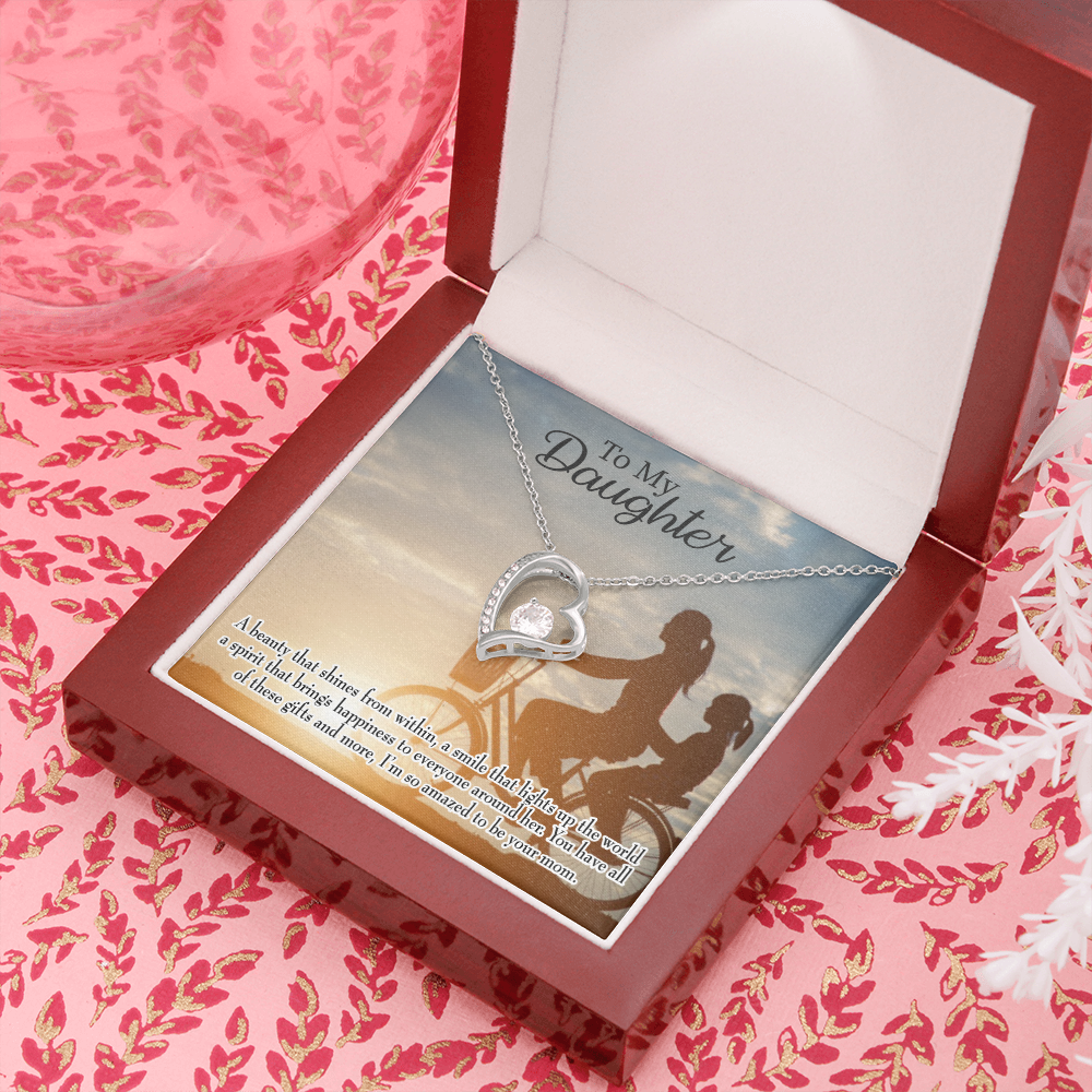 To My Daughter Amazed to be Your Mom Forever Necklace w Message Card-Express Your Love Gifts