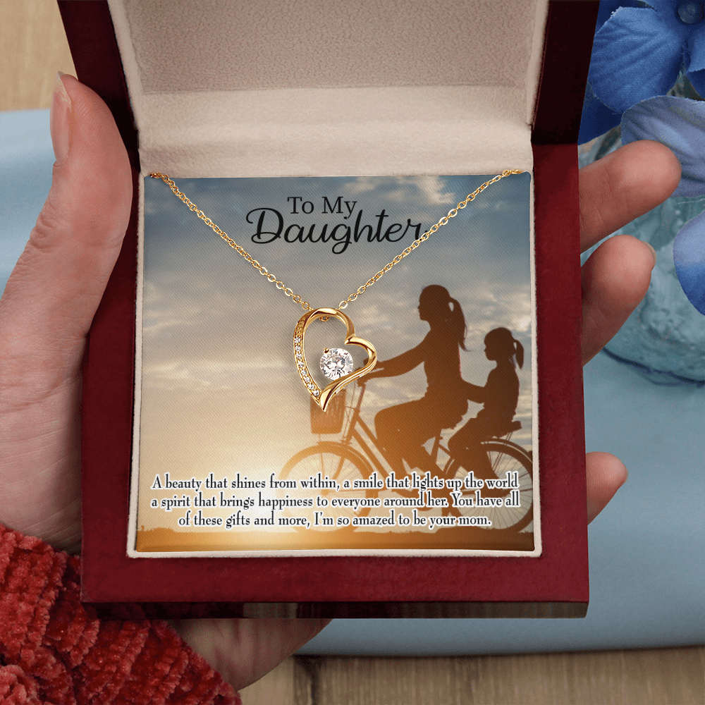 To My Daughter Amazed to be Your Mom Forever Necklace w Message Card-Express Your Love Gifts