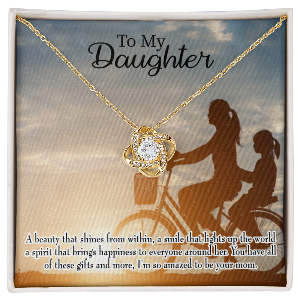 To My Daughter Amazed to Be Your Mom Infinity Knot Necklace Message Card-Express Your Love Gifts