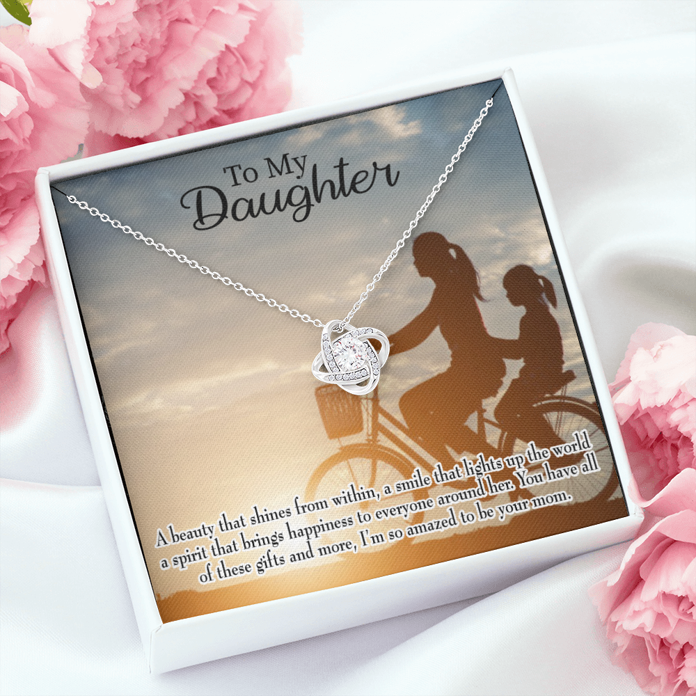 To My Daughter Amazed to Be Your Mom Infinity Knot Necklace Message Card-Express Your Love Gifts