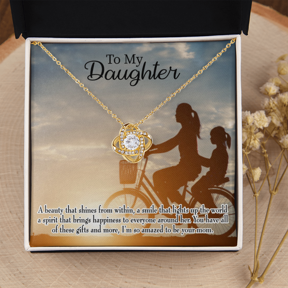 To My Daughter Amazed to Be Your Mom Infinity Knot Necklace Message Card-Express Your Love Gifts