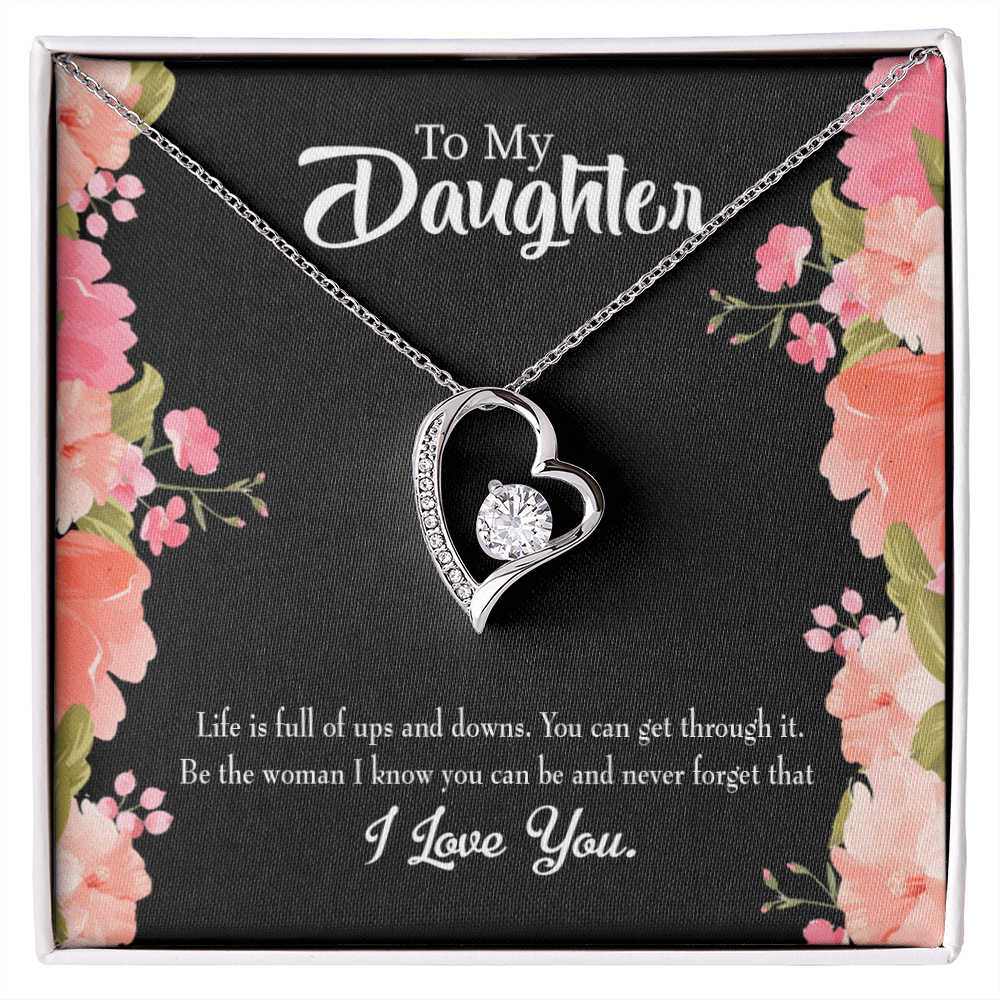 To My Daughter Be Strong Forever Necklace w Message Card-Express Your Love Gifts