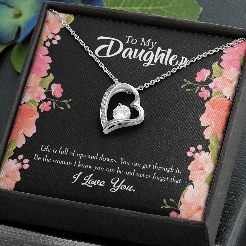 To My Daughter Be Strong Forever Necklace w Message Card-Express Your Love Gifts