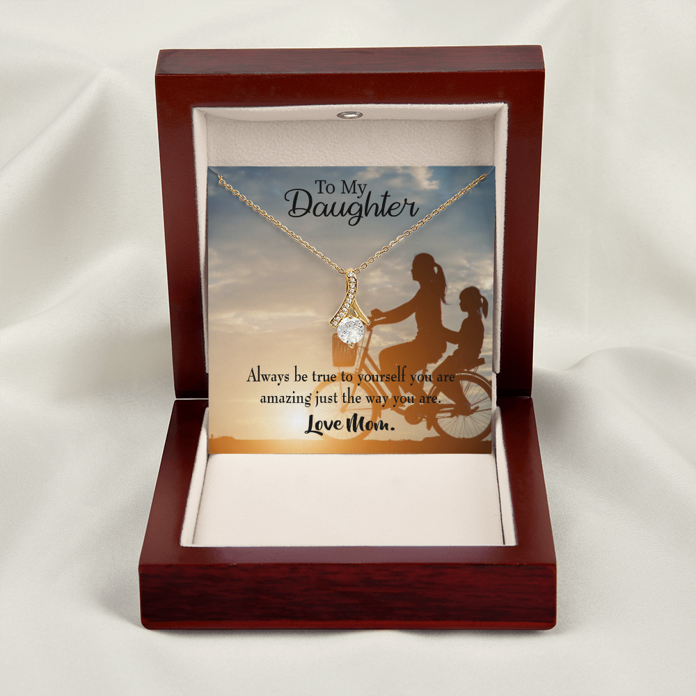 To My Daughter Be True to Yourself From Mom Alluring Ribbon Necklace Message Card-Express Your Love Gifts