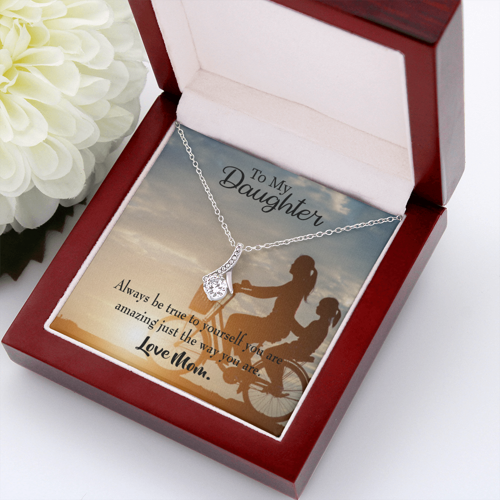 To My Daughter Be True to Yourself From Mom Alluring Ribbon Necklace Message Card-Express Your Love Gifts