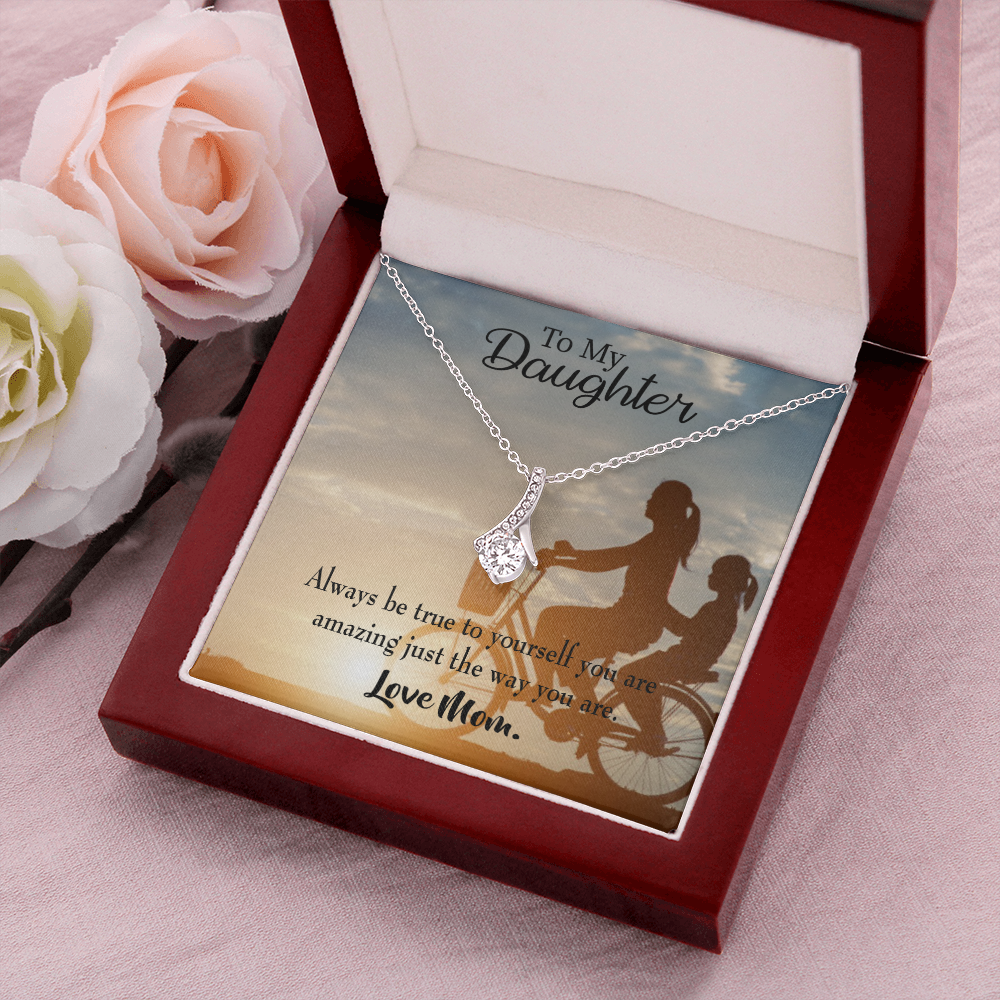 To My Daughter Be True to Yourself From Mom Alluring Ribbon Necklace Message Card-Express Your Love Gifts