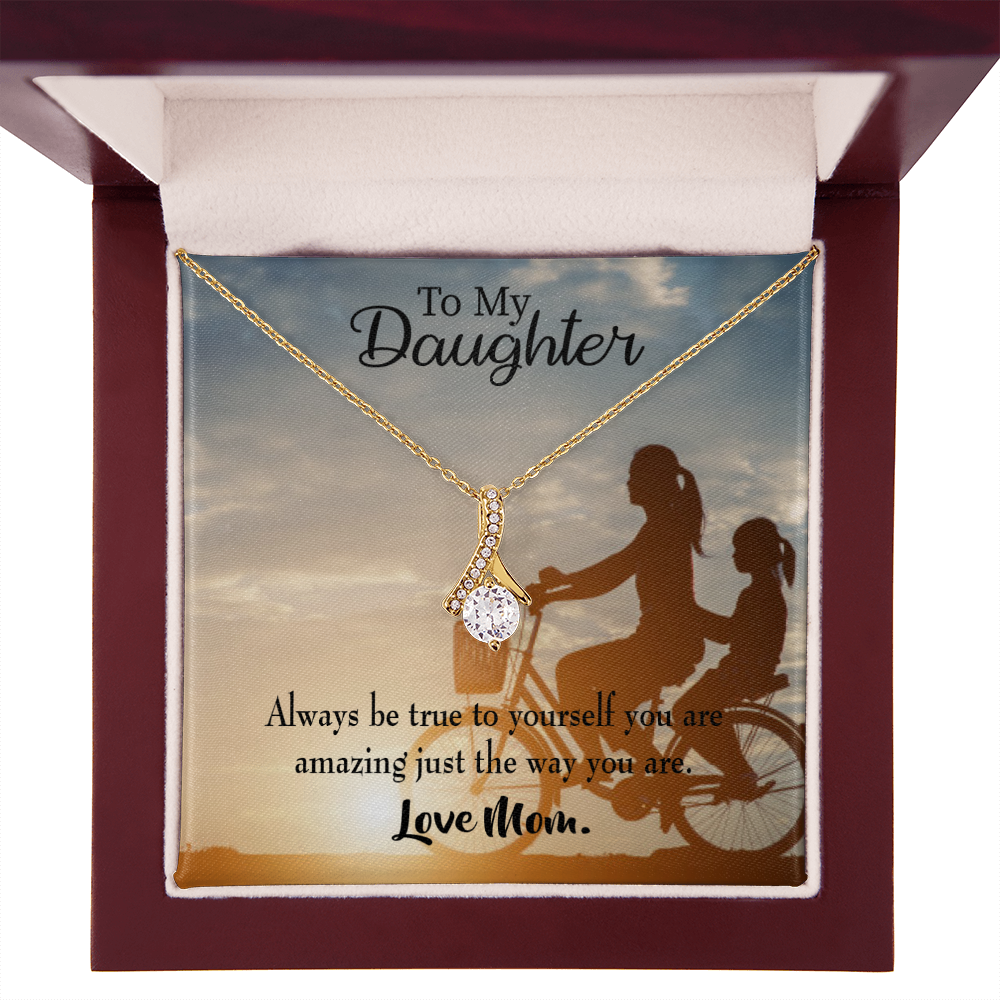 To My Daughter Be True to Yourself From Mom Alluring Ribbon Necklace Message Card-Express Your Love Gifts