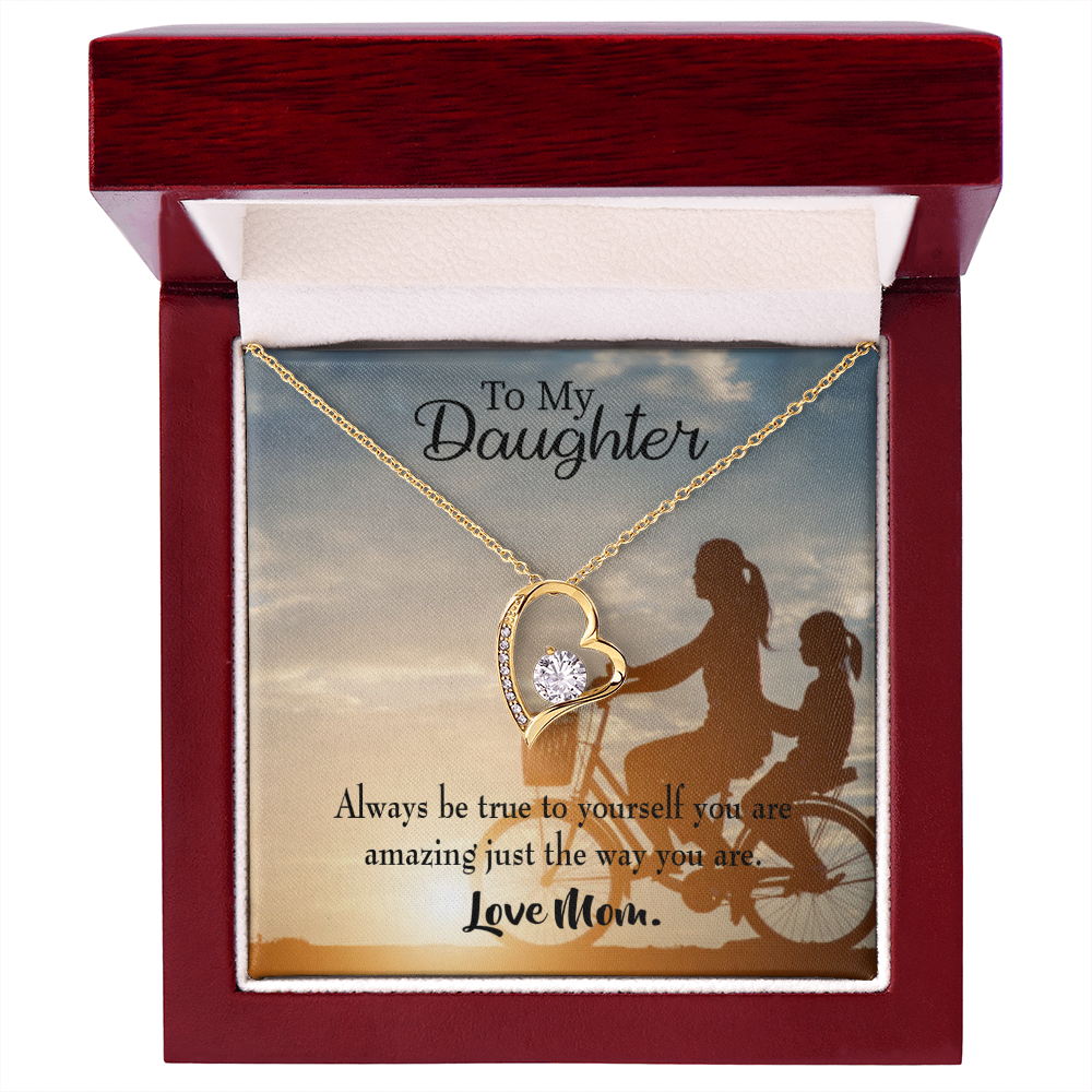 To My Daughter Be True to Yourself From Mom Forever Necklace w Message Card-Express Your Love Gifts