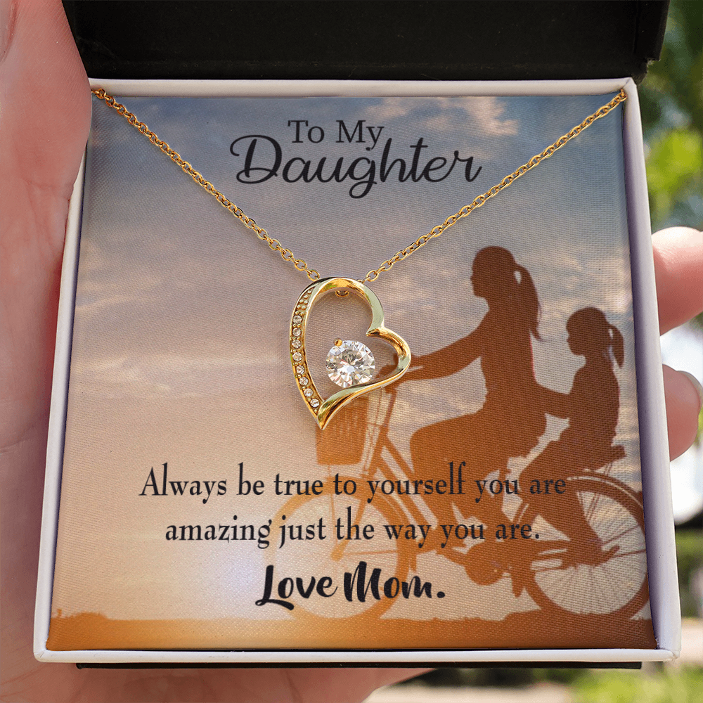 To My Daughter Be True to Yourself From Mom Forever Necklace w Message Card-Express Your Love Gifts