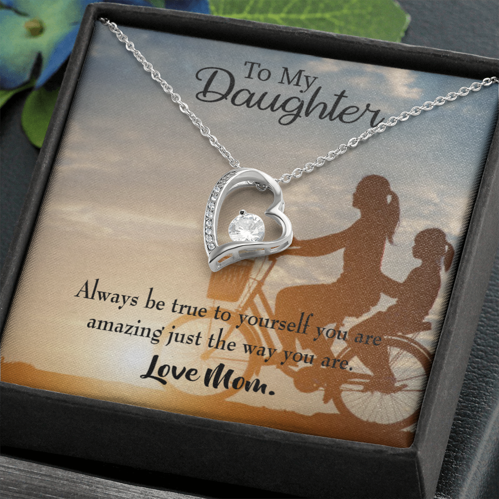 To My Daughter Be True to Yourself From Mom Forever Necklace w Message Card-Express Your Love Gifts