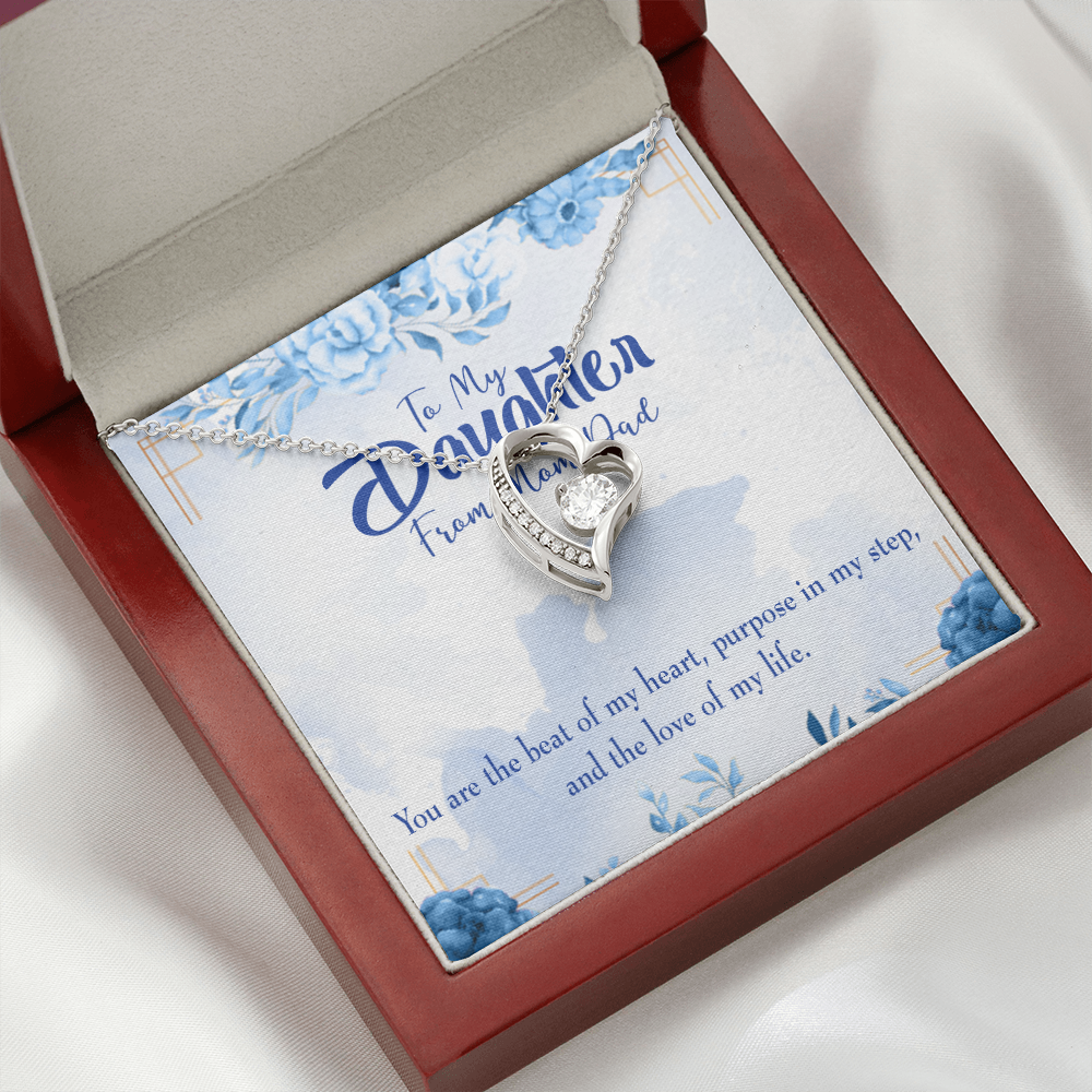 To My Daughter Beat of my Heart Forever Necklace w Message Card-Express Your Love Gifts