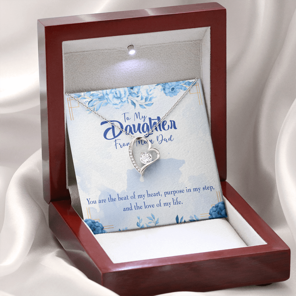 To My Daughter Beat of my Heart Forever Necklace w Message Card-Express Your Love Gifts