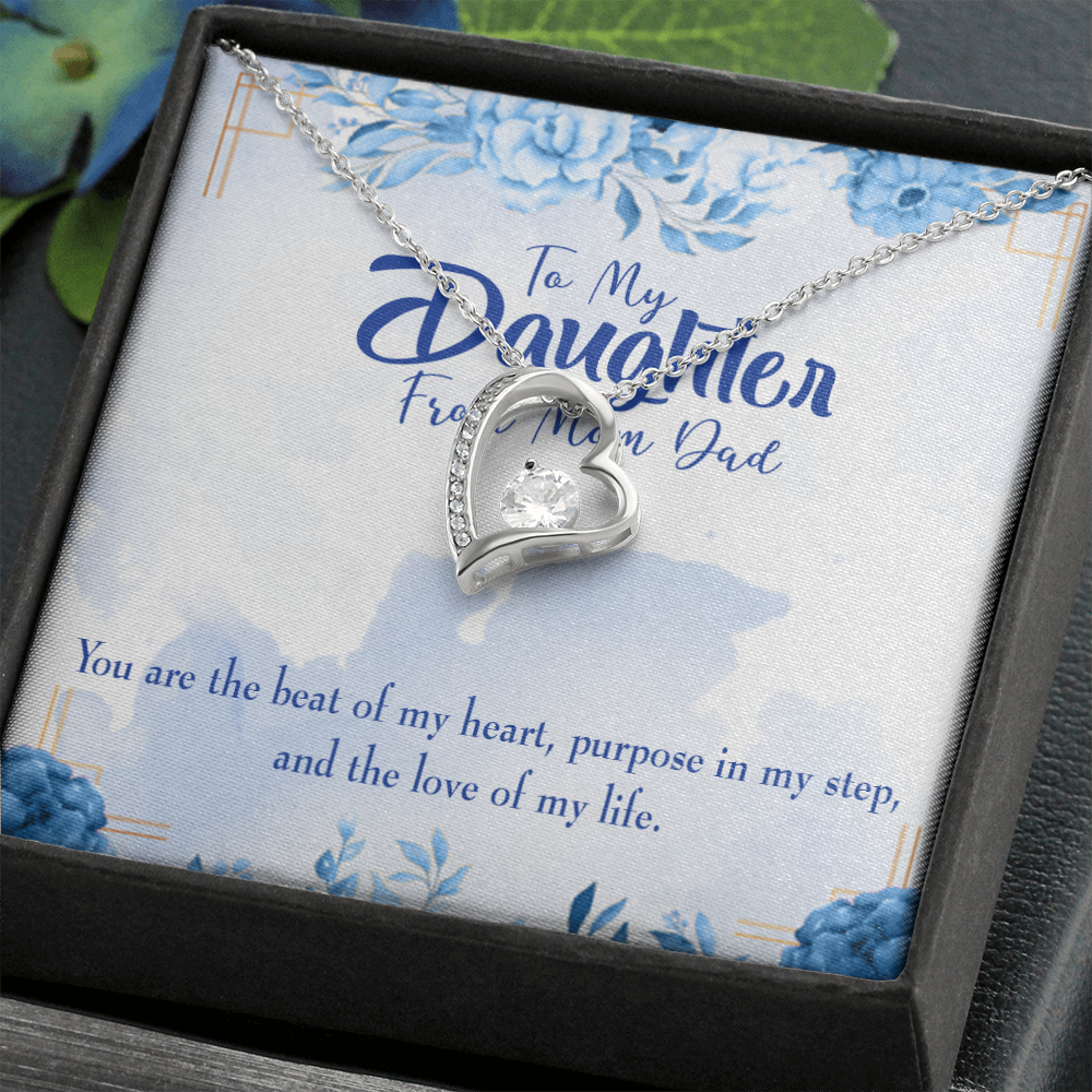 To My Daughter Beat of my Heart Forever Necklace w Message Card-Express Your Love Gifts