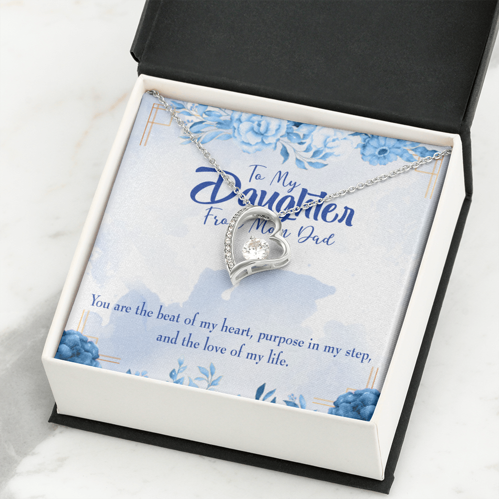 To My Daughter Beat of my Heart Forever Necklace w Message Card-Express Your Love Gifts